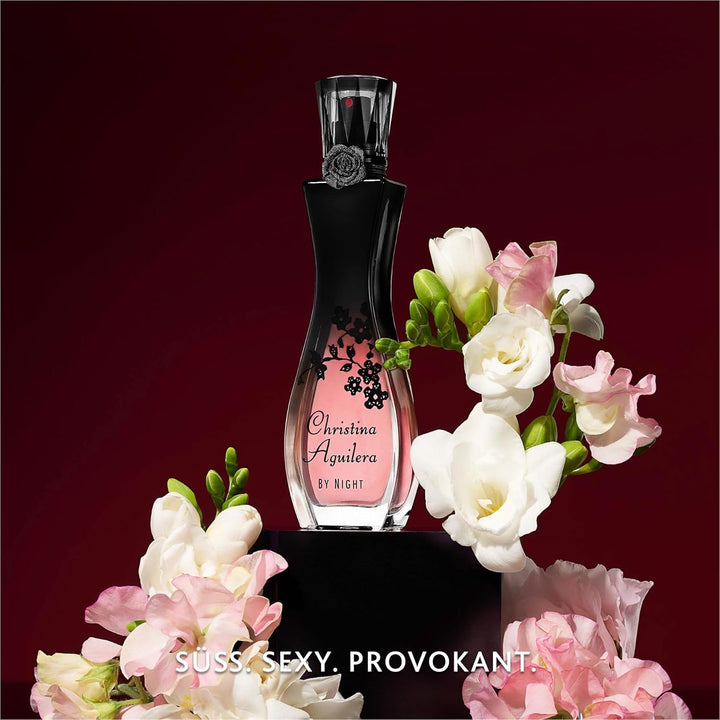 Parfum Christina Aguilera - by Night, parfum feminin, seducător și senzual, cu note de floare de piersic, florale, orientale și fructate, ideal pentru vară, parfum pentru femei - 50 ml