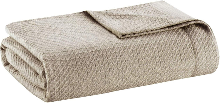 Madison Park 100% bumbac egiptean, respirabil, pătură confortabilă, tricotat premium, sezon de lux, acoperire ușoară pentru pat, canapea și canapea, pat Full/Queensize, Rose Plapumi si pilote Naty Shop Kaki Rege
