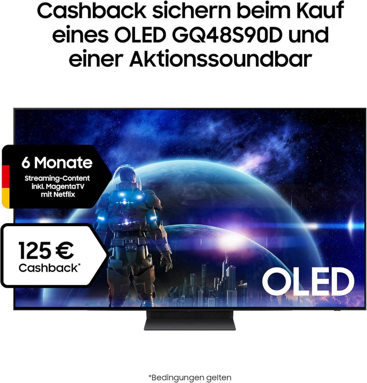 Samsung OLED 4K S90D Fernseher 48 Zoll, Samsung TV Mit Neural Quantum 4K AI Gen2 Prozessor, OLED HDR+, 4K AI Upscaling, Smart TV, KI TV, GQ48S90DAEXZG, Deutsches Modell [2024]