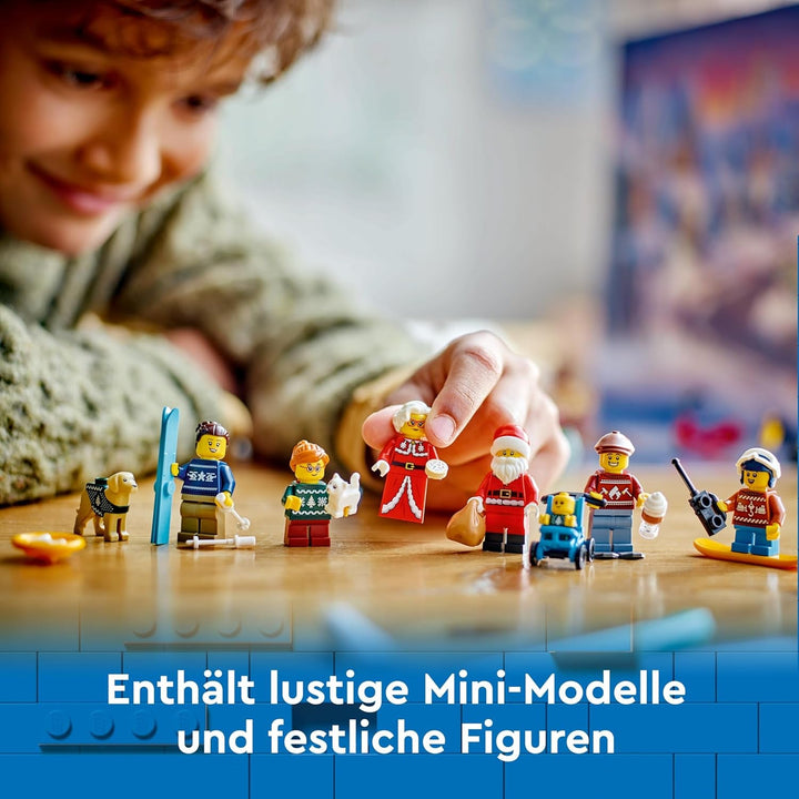 LEGO City Advent Calendar 2024, cadou de Advent pentru copii de la 5 ani, 24 de surprize, minifigurine în salopete de Crăciun, Moș Crăciun și doamna Moș Crăciun, cadou de Crăciun 60436