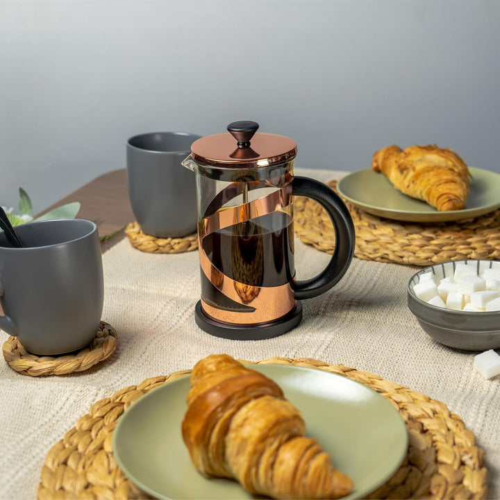 Cafetieră Café Olé Classico, finisaj cupru, 1000 ml, 8 cești, cafetieră French Press, mâner rezistent la căldură, oțel inoxidabil