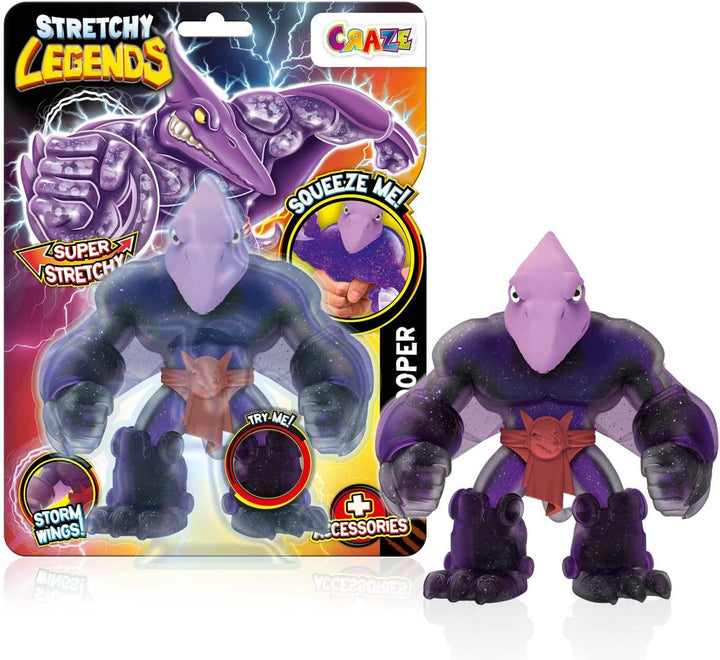 STRETCHY LEGENDS D'Molition - Figurine de acțiune elastice pentru copii, figuri de supereroi elastice pentru a colecta cu umplutură de slime