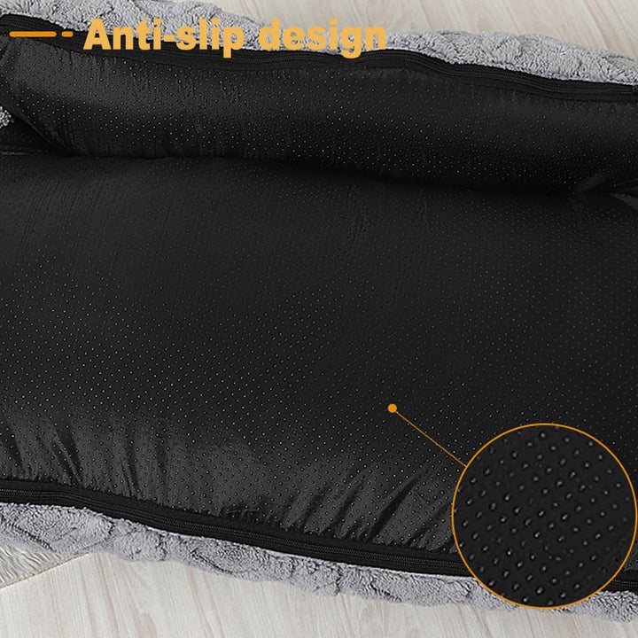Canapea pentru câini și pisici – Pat pufos pentru câini de talie mică, Pat lavabil pentru pisici cu fund antiderapant, Gri 65 x 45 cm, Canapea moale pentru pisici de până la 7 kg