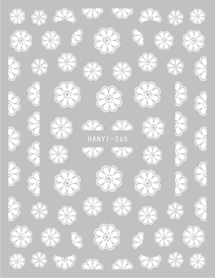 JMEOWIO Nagelsticker Frühlings Weiß Blume 12 Blatt Nail Art Sticker Selbstklebend Nagelaufkleber Sommer Schmetterling Blumen Blatt Dekoration Nageldesign Zubehör