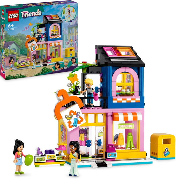 Magazin de modă LEGO Friends Vintage, set de construcție pentru copii cu magazin de jucării, figurine și pisică, model pentru jocul de rol pentru dezvoltarea socio-emoțională, cadou pentru fete și băieți de 6 ani 42614