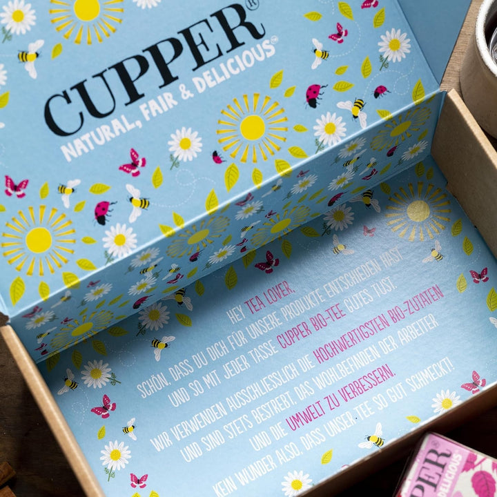 Set de ceaiuri bio Cupper „Fruity”, set cadou de ceaiuri, ceaiuri din fructe, trei sortimente diferite, 60 pliculețe de ceai nealbite, fără plastic, pachet de 3