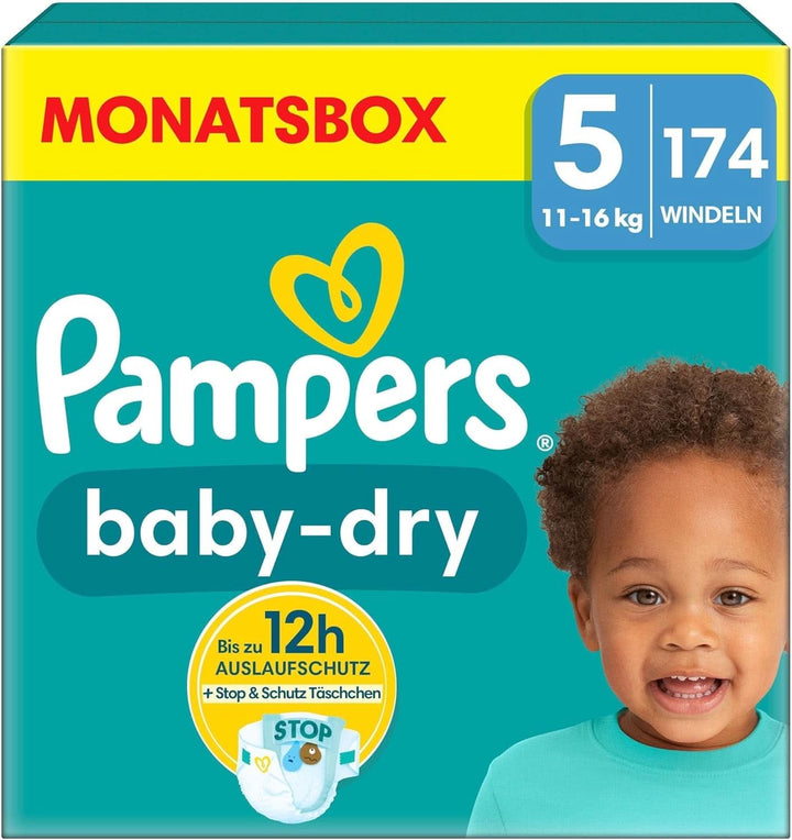 Scutece Pampers mărimea 7, 132 scutece, 15Kg+ Baby-Dry, până la 100% protecție împotriva scurgerilor toată noaptea