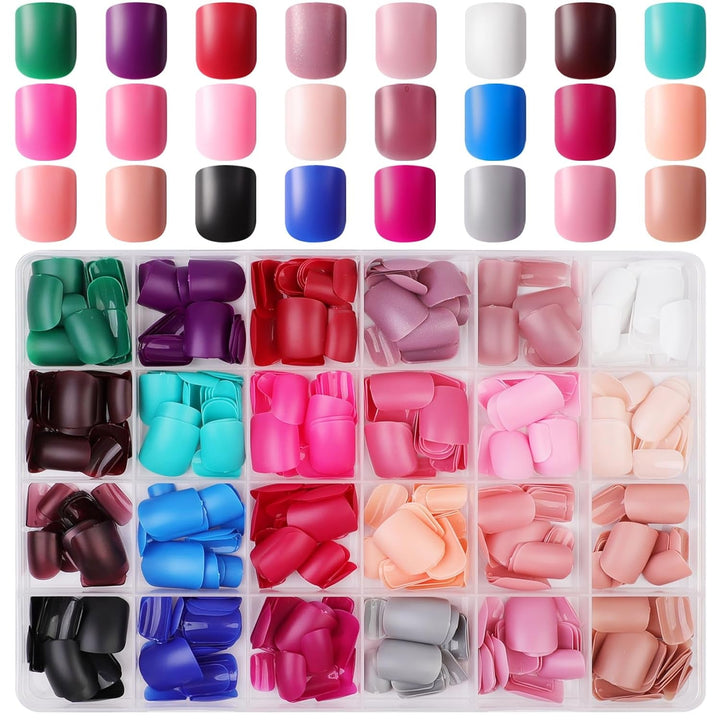 576 buc unghii migdale pentru lipire pe unghii scurte, colorate cu sclipici, set de unghii artificiale lucioase, unghii false cu pilă de unghii, unghii ovale, unghii artificiale pentru femei