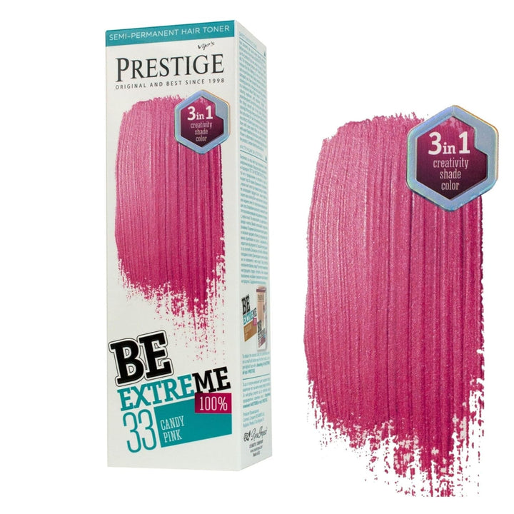Vip's Prestige Be Extreme | Tonic semipermanent pentru păr 50 Wild Green | Pigment pur | Adaugă culoare părului vopsit sau cărunt | Rezultat temporar | Fără amoniac, fără parabeni, fără PPD Vopsea pentru par Naty Shop 33 Roz caramel