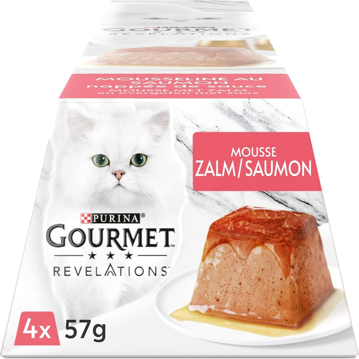 Recomandări, Muselin cu somon, cu sos, porții de masă pentru pisici adulte, 4 X 57 G