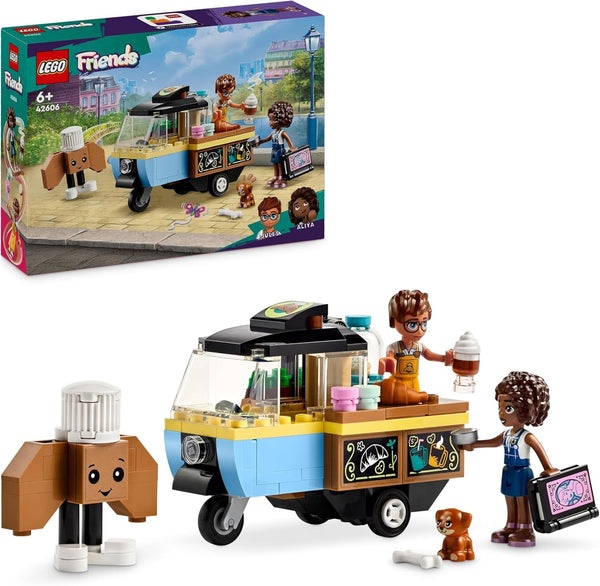 LEGO Friends Rolling Café, jucărie mică de copt pentru copii, cadou pentru fete și băieți de la 6 ani, jucărie educativă cu personajele Aliya, Jules și câinele Aira 42606