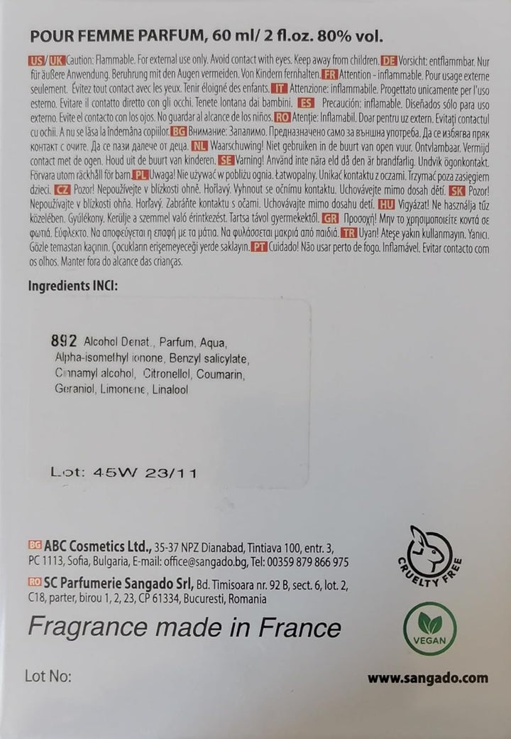 Electra, Parfum pentru femei (Parfum), Performanță de 8-10 ore, Parfum luxos, 60 ml, Cod: 892