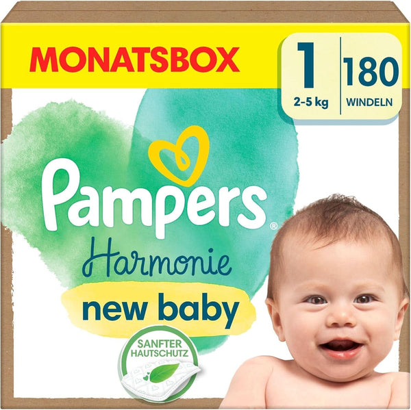 Pampers Harmonie Baby scutece mărimea 1, 180 scutece, 2Kg-5Kg