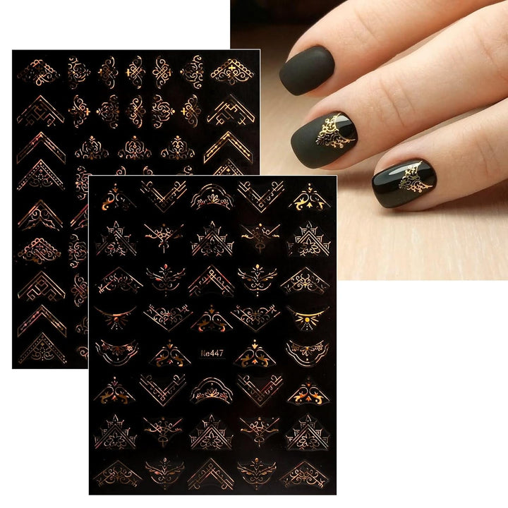 JMEOWIO Nagelsticker Frühling Blume 12 Blatt Nail Art Sticker Selbstklebend Nagelaufkleber Sommer Blumen Gold Dekoration Nageldesign Zubehör
