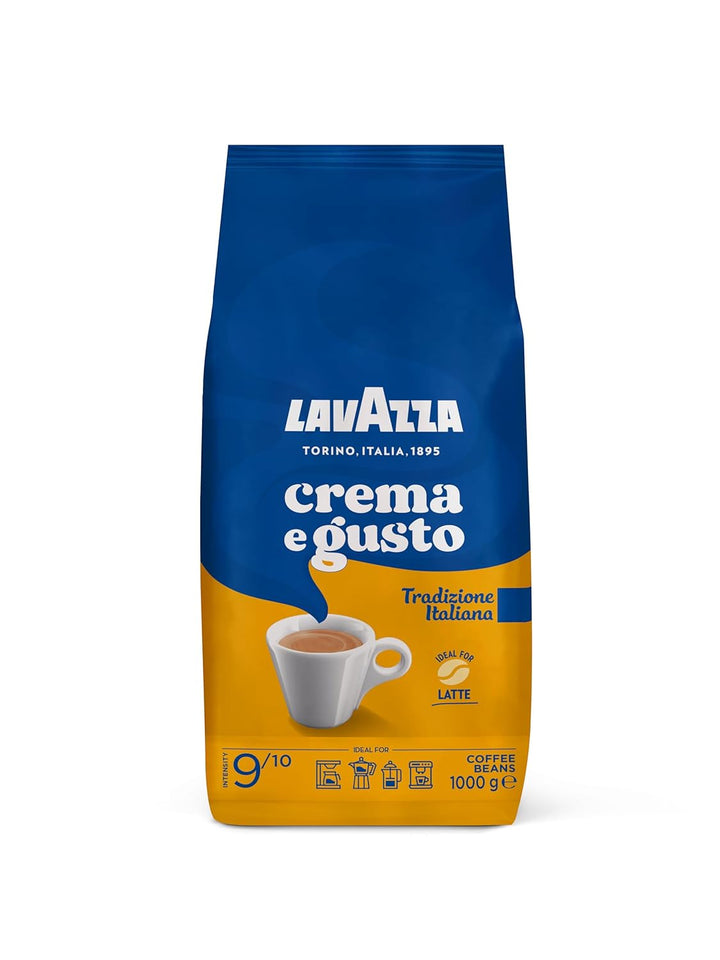 Lavazza, Crema E Aroma, Arabica Und Robusta Kaffeebohnen, Ideal Für Espressomaschinen, Mit Schokoladigen Aromen, Reicher Und Vollmundiger Geschmack, Intensität 8/10, Mittlere Röstung, 1 Kg Packung