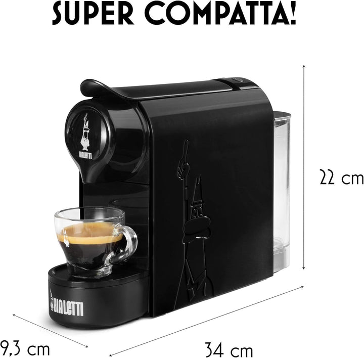 Bialetti Gioia, Espressor pentru capsule fabricat din aluminiu, include 64 de capsule, doar cu capsule, negru