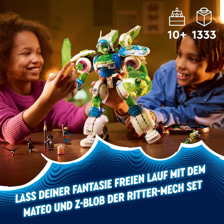 LEGO Dreamzzz 3-In-1 Mateo And Z-Blob The Knight Mech, set de joacă de reconstruit pentru băieți și fete de la 10 ani, cadou pentru copii, set fantezie, robot în 3 variante, jucărie de aventură 71485