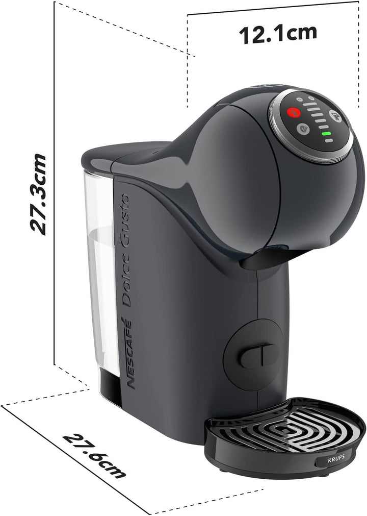 NESCAFÉ Dolce Gusto Genio S plus de Krups, Espressor compact cu capsule, Capacitate 0,8 litri, 1500 wați, Avertizare automată de detartrare, Cosmic Gray, KP340B
