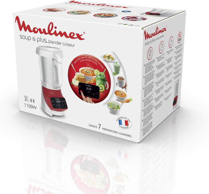 Soup&Plus LM924500 Standmixer, 1100 W, Schüssel 2 L, Edelstahlklingen, 3 Automatische Programme, Manueller Modus, Perfektes Mixen, Suppen, Smoothies, Eussies, Made in France, Soup&Plus