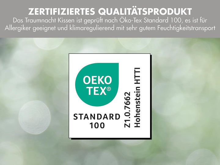 Traumnacht Pernă din bambus cu fibre de bambus, hipoalergenic, antibacterian Set de perne cu fermoar, format din 2 perne 40X80Cm, certificat Oeko-Tex, dezvoltat în Germania