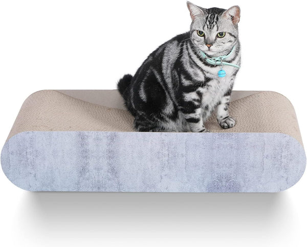 Zgâriată pentru pisici Fluffydream, carton, pat de relaxare, design în formă de os, reciclabilă, carton ondulat, stabilă și durabilă, protector pentru mobilă, reversibilă, gri