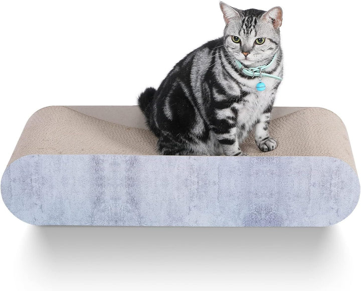 Zgâriată pentru pisici Fluffydream, carton, pat de relaxare, design în formă de os, reciclabilă, carton ondulat, stabilă și durabilă, protector pentru mobilă, reversibilă, gri