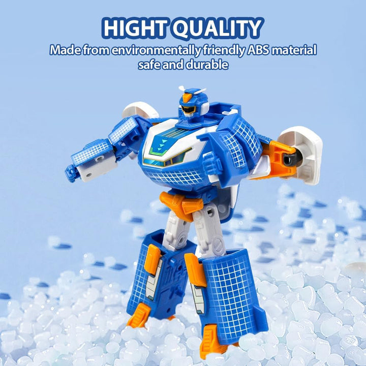 Super Wings 2-In-1 Mini World Aircraft Transforming Robot cu efecte luminoase și sonore, jucărie transformabilă pentru fete și băieți de la 3 ani, albastru