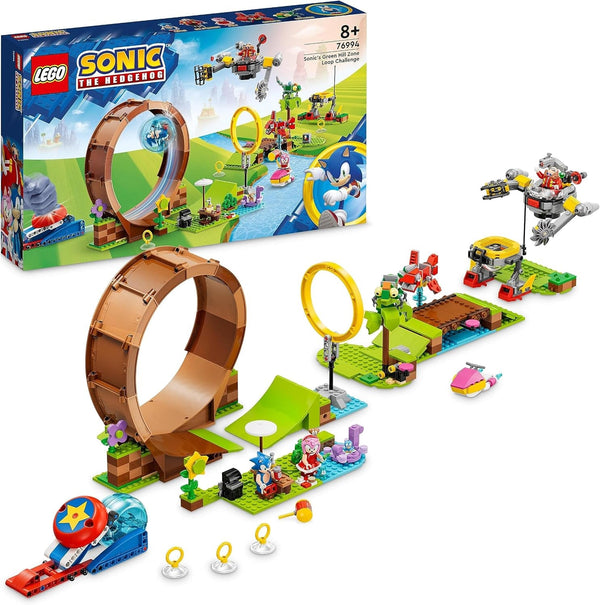 LEGO 76994 Sonic the Hedgehog Provocarea în buclă a lui Sonic în zona Green Hill, jucărie construibilă pentru copii, băieți și fete cu 9 personaje, inclusiv Dr Eggman și Amy