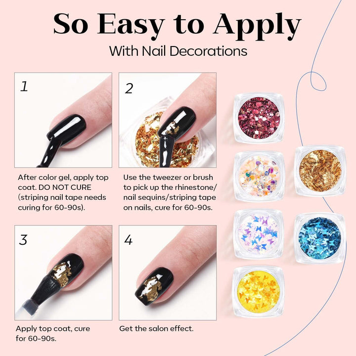 Modelones Set de 35 de bucăți pentru unghii cu gel, Set de ojă UV cu lampă 48W, Set de ojă gel maro nud alb roz, Set de ojă gel UV cu bază top coat Set studio unghii