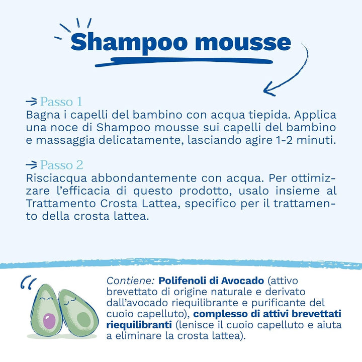 Șampon mousse pentru cruste de lapte, păr, bebeluși, copii, întreaga familie - Ajută la îndepărtarea crustă de lapte, curățare delicată, fără usturime (150ml)