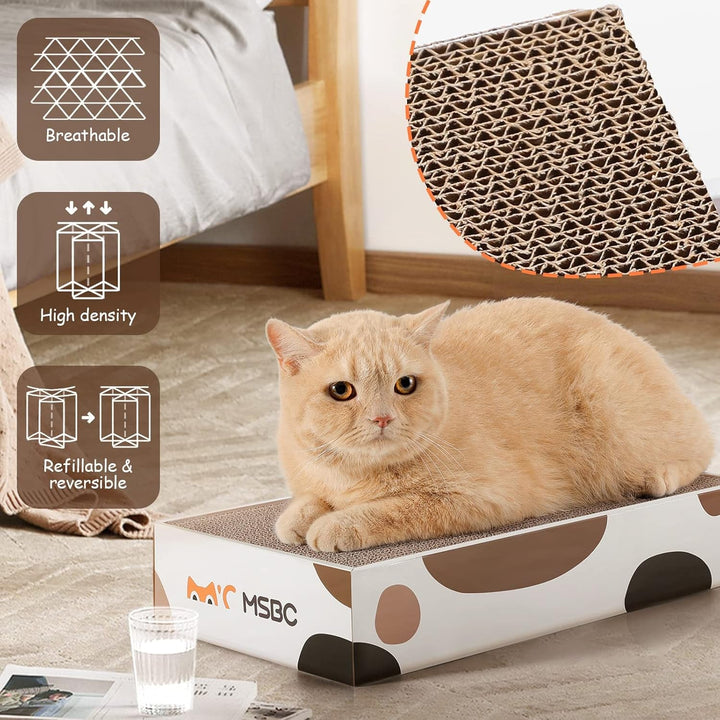 HAPPY HACHI, 3 buc. scânduri de zgâriat pentru pisici cu carton tip catnip, robust, față-verso, pentru pat, mobilier, pachet de protecție