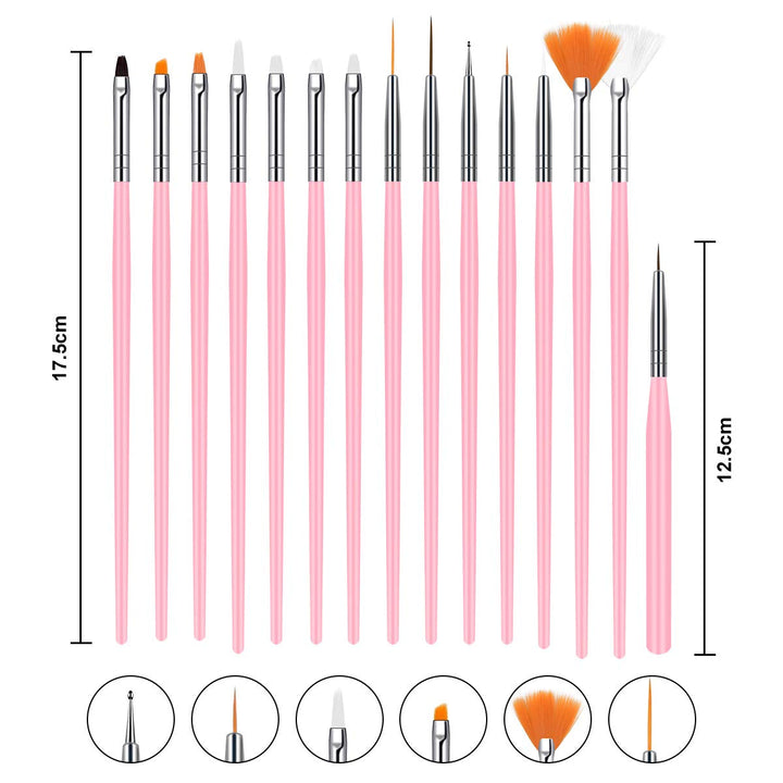 URAQT 20 Stück Nagel Pinsel Set, Nageldesign-Stifte Brush, Acryl Nagel Kunst Pinsel, Nagelbürste Professionell Malerei Pen Für Gelnägel Uv-Gel Nageldesign Nail Art