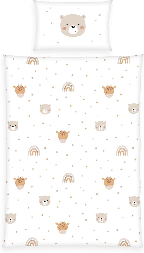 Herding Babybest Little Friends Winterbettwäsche, Kopfkissenbezug 40 X 60 Cm Mit Hoteleinschlag, Bettbezug 100 X 135Cm, Mit Reißverschluss, 100% Baumwolle/Flanell, Weiß, Twin Naty Shop Default Title