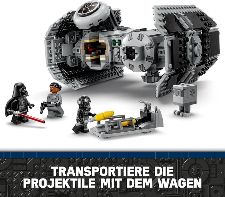 LEGO Star Wars TIE Bomber Model Kit cu Darth Vader Minifigure cu Lightsaber și Gonk Droid, jucărie construibilă cu Starfighter ca un cadou 75347