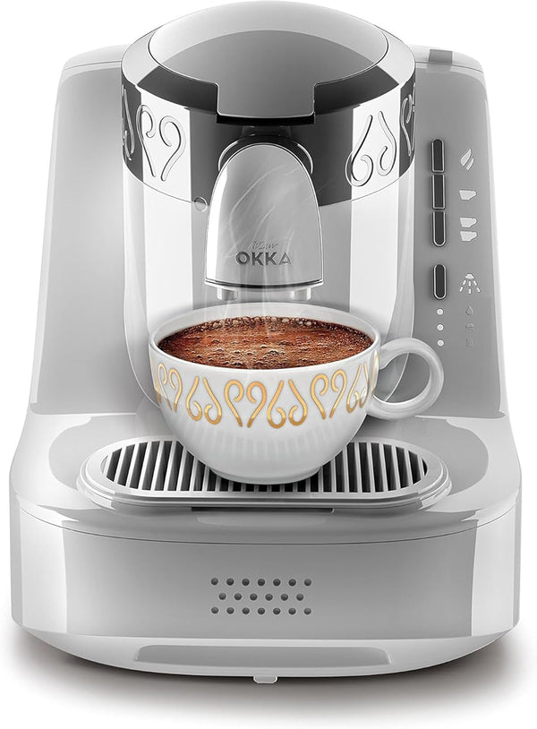 Espressor turcesc Arzum Okka, compact, senzor de protecție la preaplin, ușor de curățat, performanță eficientă din punct de vedere energetic, perfect pentru iubitorii de cafea tradițională, 2 espressoare.