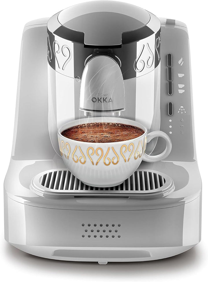 Espressor turcesc Arzum Okka, compact, senzor de protecție la preaplin, ușor de curățat, performanță eficientă din punct de vedere energetic, perfect pentru iubitorii de cafea tradițională, 2 espressoare.