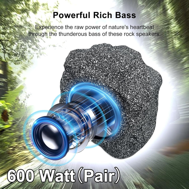 Herdio 8" Outdoor Rock Lautsprecher Hardwired 600 Watt, IPX6 Wasserdichtes Design Für Pool, Garten, Deck Und Outdoor Aktivitäten (Paar)