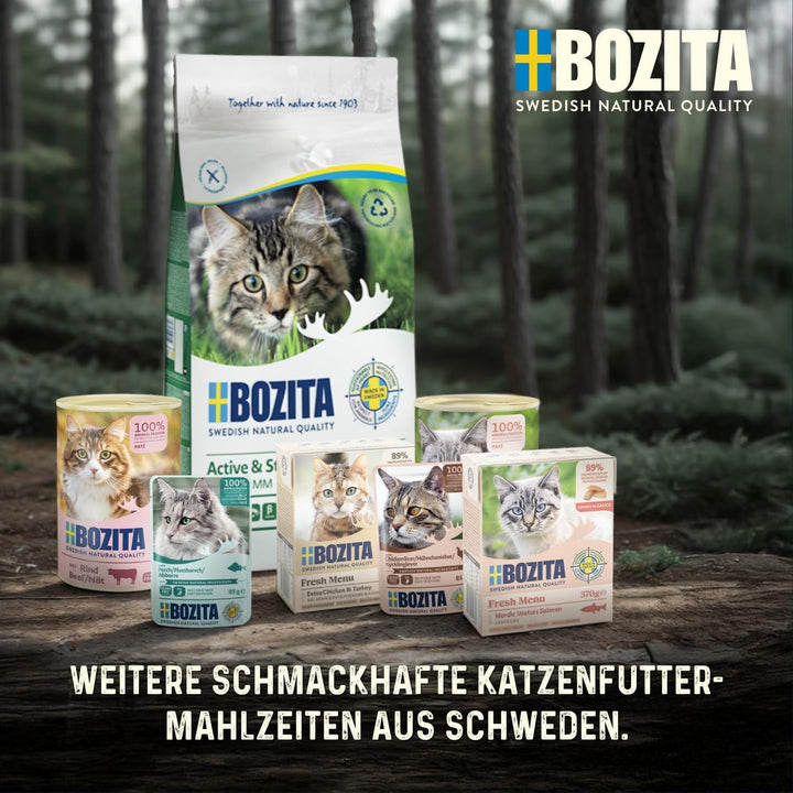 Bozita Sterilised Wet Food Morsels in Jelly With Beef - 12X85G săculeți Grain Free & Wheat Free Food For Cats - Hrană umedă pentru pisici cu un conținut de 8,5% proteine și 3,5% grăsimi