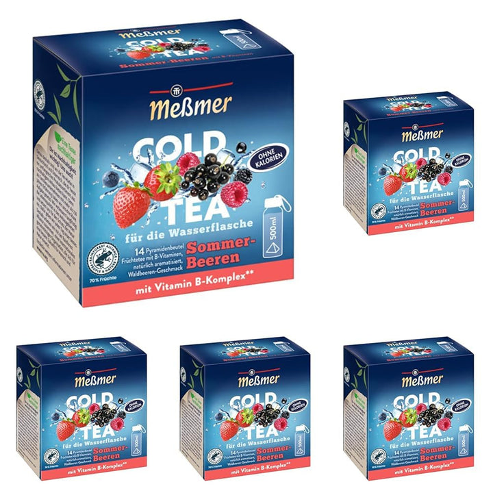 Meßmer Cold Tea Trinkpause Zmeură | Ceai de fructe, aromatizat natural, cu gust de zmeură | Ediție limitată | Pentru infuzie rece | 14 pliculețe piramidale