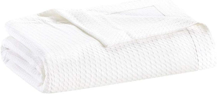 Madison Park 100% bumbac egiptean, respirabil, pătură confortabilă, tricotat premium, sezon de lux, acoperire ușoară pentru pat, canapea și canapea, pat Full/Queensize, Rose Plapumi si pilote Naty Shop Grădină albă/opulentă Rege