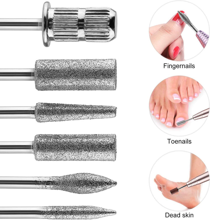 Burghiu de unghii diamantat MWOOT pentru pile de unghii electrice cu mâneci de șlefuit benzi de șlefuit, burghie de unghii, accesorii pentru unghii artificiale, îndepărtarea cuticulelor