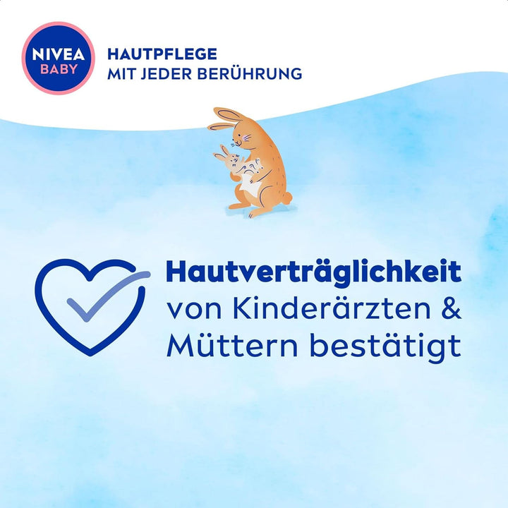 NIVEA Baby AQUA Feuchttücher, Baby Feuchttücher Zur Sanften Reinigung Empfindlicher Haut, Hypoallergene Und Parfümfreie Feuchttücher Für Babys Mit 99% Wasser (4 X 57 Stück)