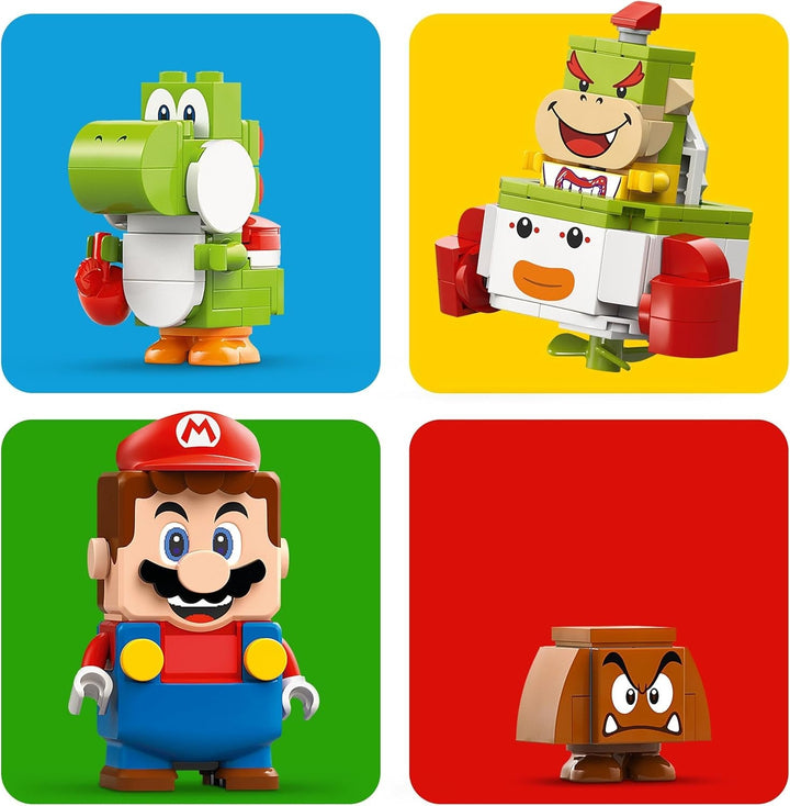 LEGO Super Mario Adventure cu Mario interactiv, set cu cărucior de clovn junior, Yoshi de jucărie, cadou Nintendo pentru băieți, fete și gameri de la 6 ani 71439