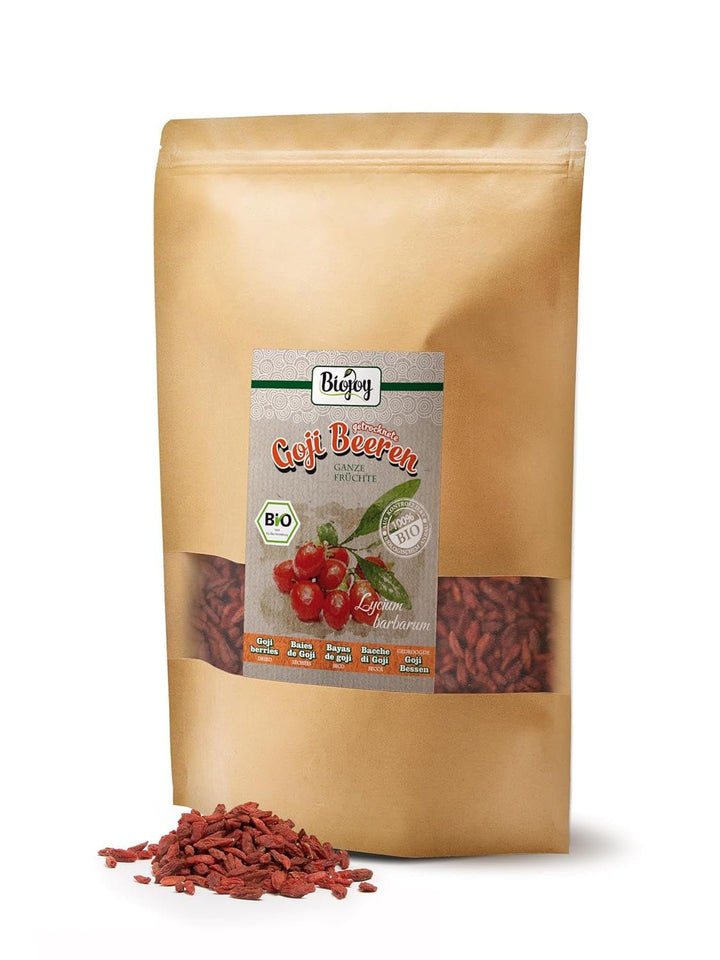 Biojoy fructe de goji bio uscate (1 kg), fructe de lup întregi și nesulfurate Produse deshidratate Naty Shop
