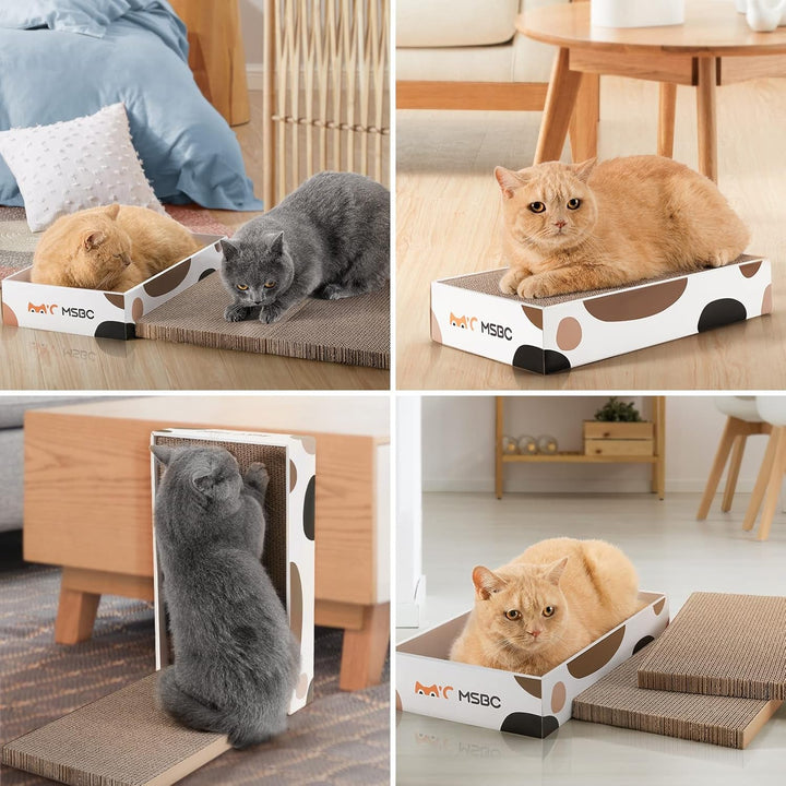 HAPPY HACHI, 3 buc. scânduri de zgâriat pentru pisici cu carton tip catnip, robust, față-verso, pentru pat, mobilier, pachet de protecție