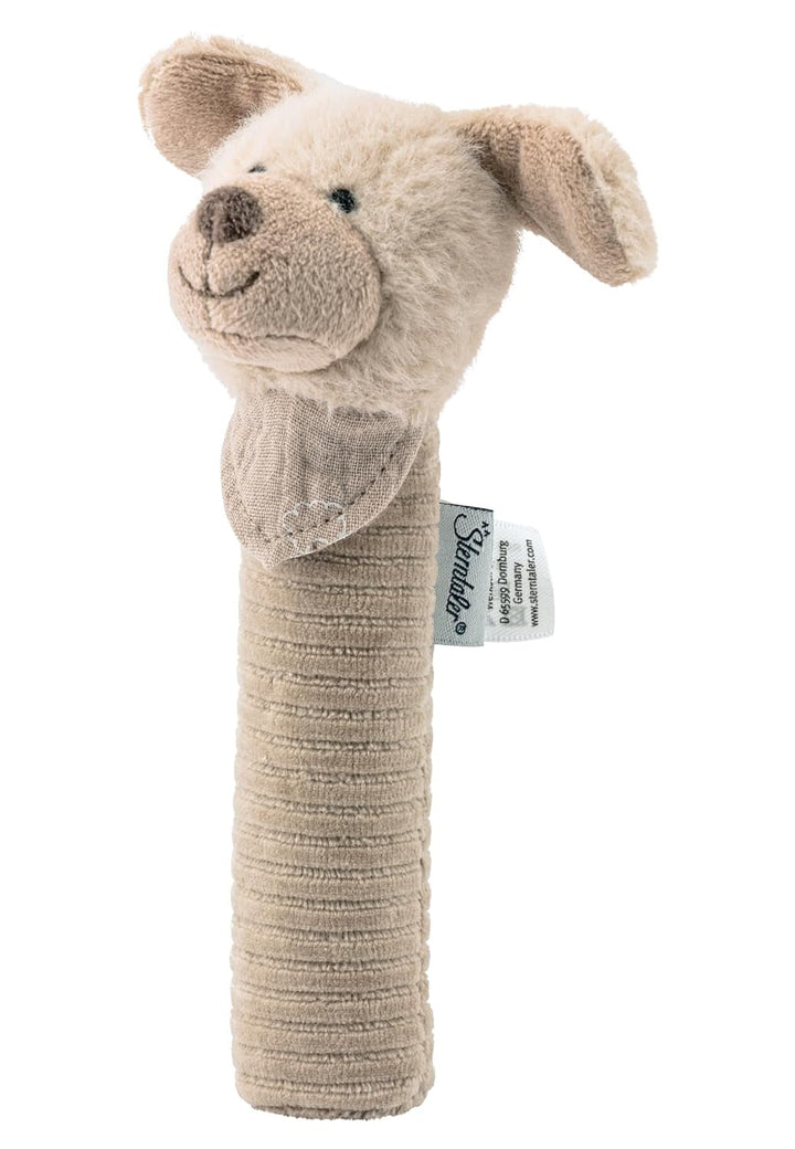 Sterntaler Baby squeaker câine Lucky - Jucărie pentru copii din material moale pufos cu cordon - Jucărie de prindere pentru copii - Primele încercări de prindere și joc, gri-bej Jucarii Bebe Naty Shop Titlu implicit
