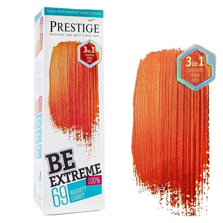 Vip's Prestige Be Extreme | Tonic semipermanent pentru păr 50 Wild Green | Pigment pur | Adaugă culoare părului vopsit sau cărunt | Rezultat temporar | Fără amoniac, fără parabeni, fără PPD Vopsea pentru par Naty Shop 69 Morcov obraznic