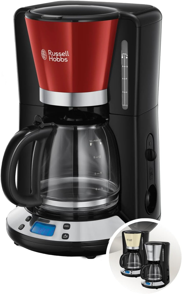 Russell Hobbs 24033-56 Victory Cafetier digital din sticlă, oțel inoxidabil, 1,25 litri, culoare crem