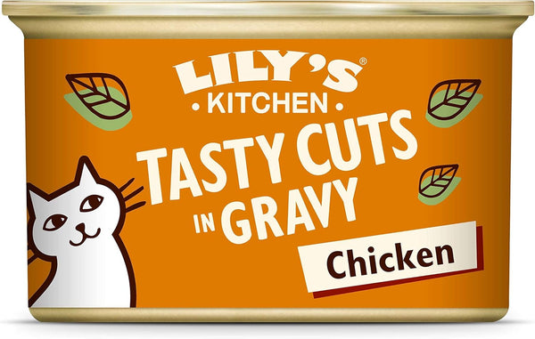 Lily'S Kitchen Hrană umedă naturală pentru pisici adulte, conservată, bucăți savuroase în sos cu pui, rețetă fără cereale (24 X 85G boluri)