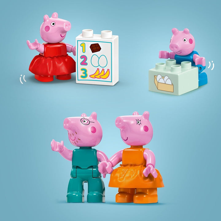 LEGO DUPLO 10434 Supermarketul lui Peppa: jucărie educațională creativă și set de joacă, cadou pentru băieți și fete de la 2 ani, încurajează dexteritatea